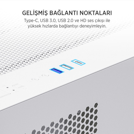 James Donkey Stark S700 3xARGB Temperli Cam mATX Beyaz Gaming (Oyuncu) Kasa