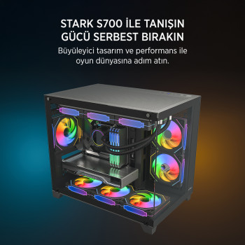 James Donkey Stark S700 3xARGB Temperli Cam 750W 80+ Bronze mATX Siyah Gaming (Oyuncu) Kasa