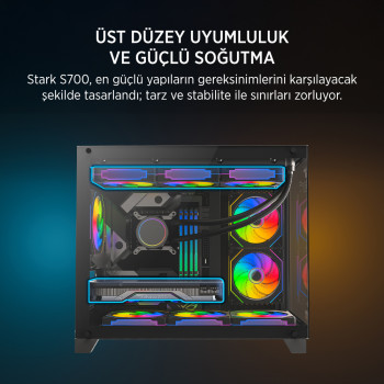 James Donkey Stark S700 3xARGB Temperli Cam 750W 80+ Bronze mATX Siyah Gaming (Oyuncu) Kasa