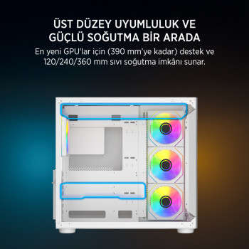 James Donkey Stark S800 4xARGB Temperli Cam ATX Beyaz Gaming (Oyuncu) Kasa